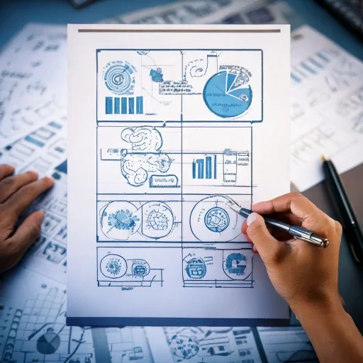 An illustrated marketing system being designed on paper